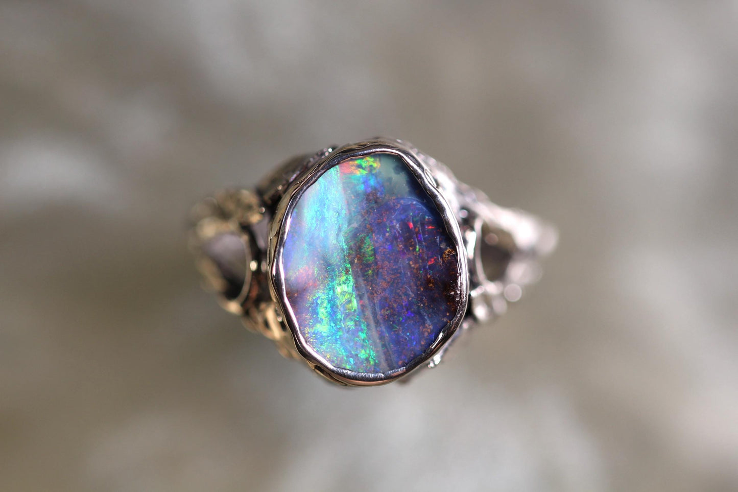 Boulder Opal and Sterling Silver Ring
