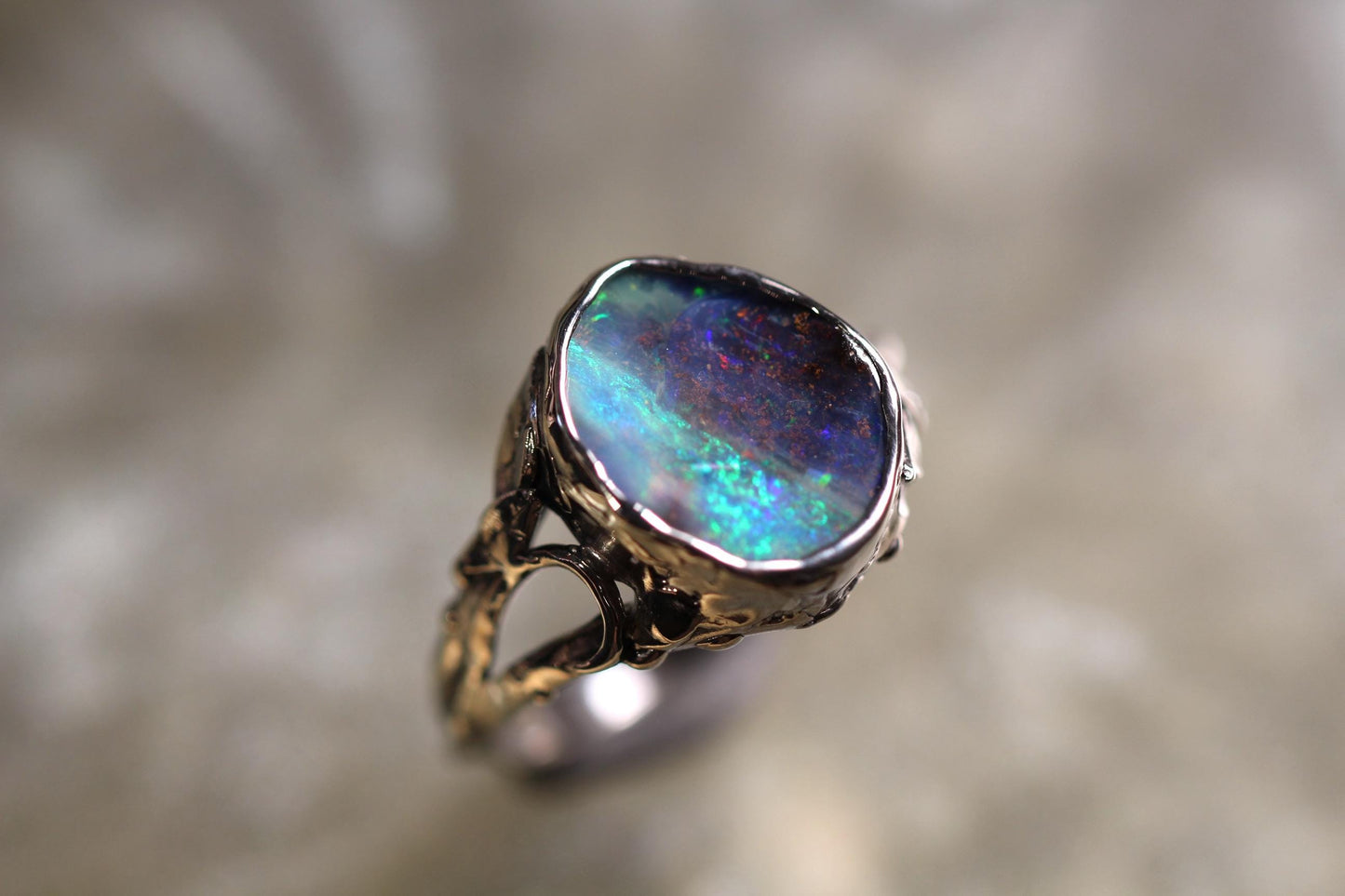Boulder Opal and Sterling Silver Ring