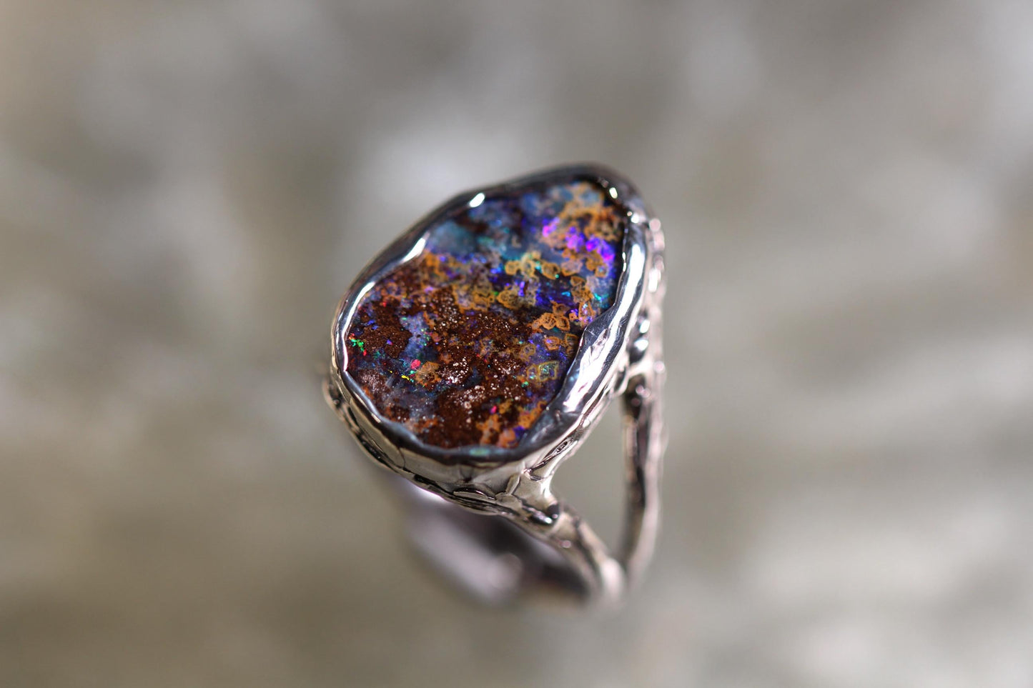 Boulder Opal and Sterling Silver Ring