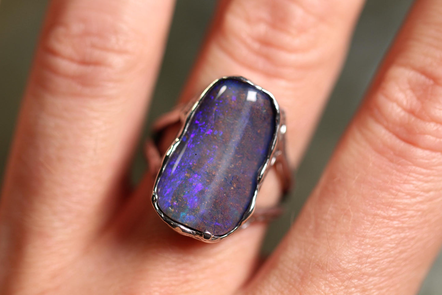 Boulder Opal and Sterling Silver Ring