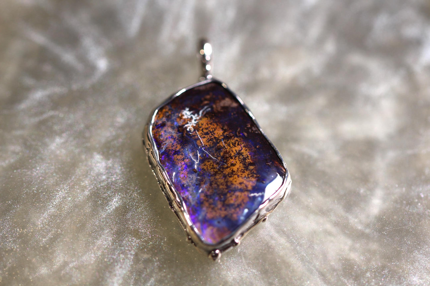 Boulder Opal and Sterling Silver Pendant