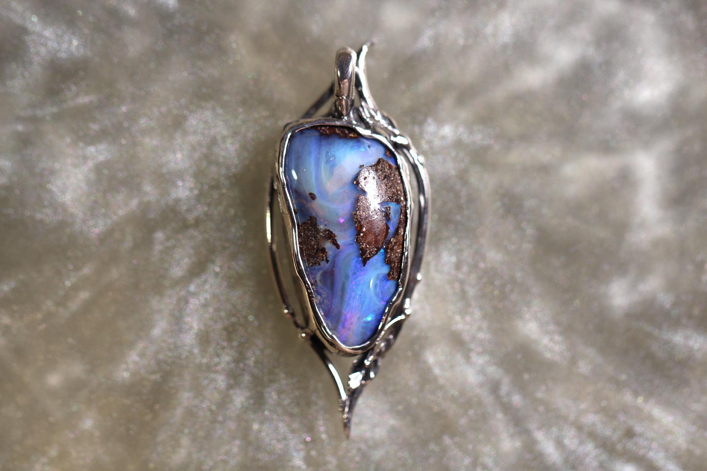 Boulder Opal and Sterling Silver Pendant