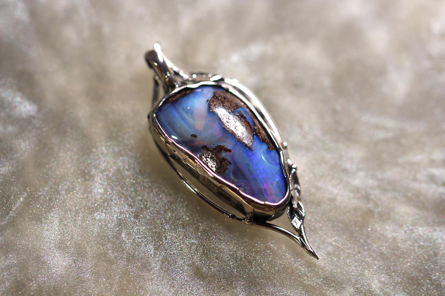 Boulder Opal and Sterling Silver Pendant