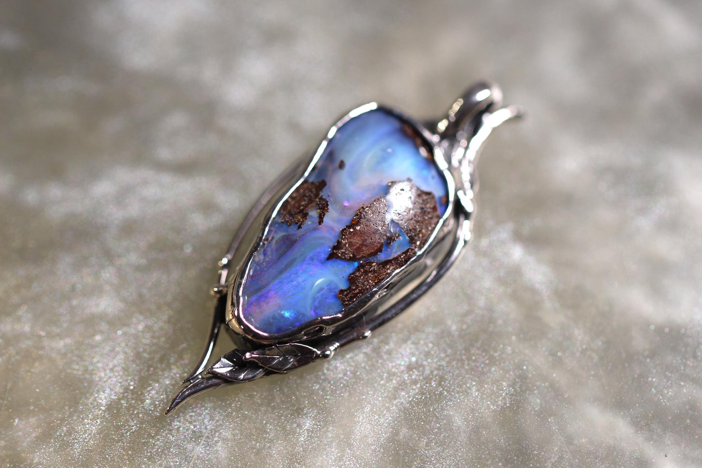 Boulder Opal and Sterling Silver Pendant