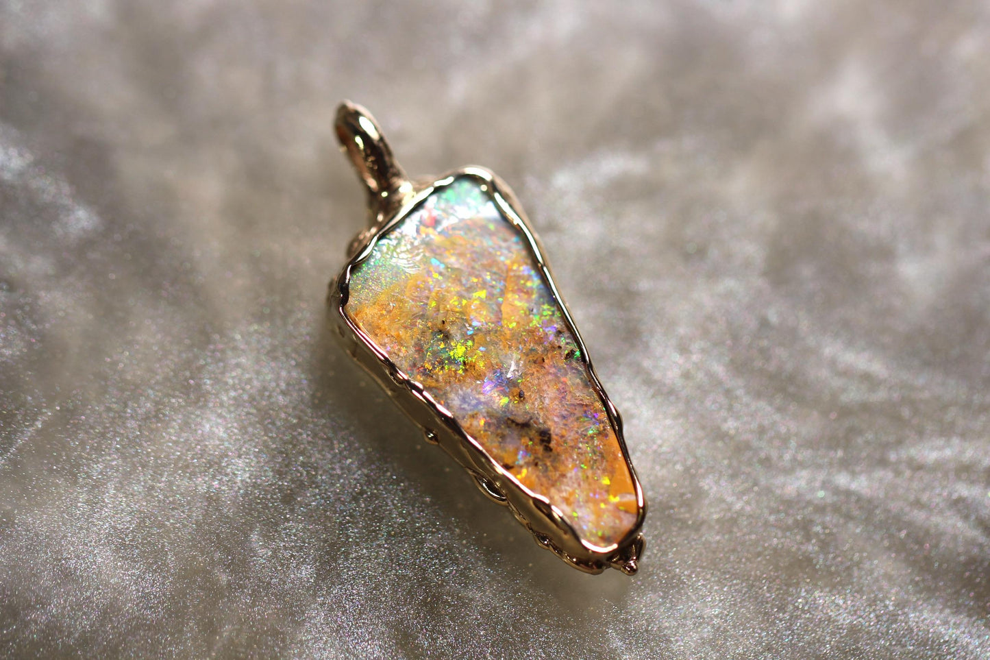 Boulder Opal and Solid 9ct Yellow Gold Pendant