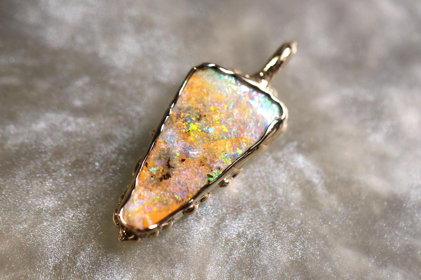 Boulder Opal and Solid 9ct Yellow Gold Pendant