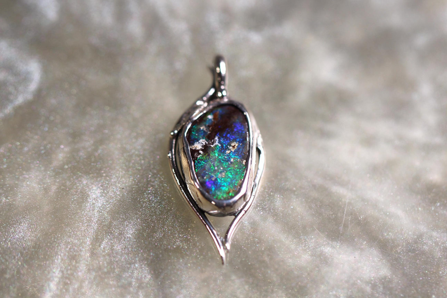 Boulder Opal and Sterling Silver Pendant