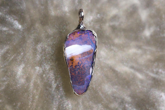 Boulder Opal and Sterling Silver Pendant