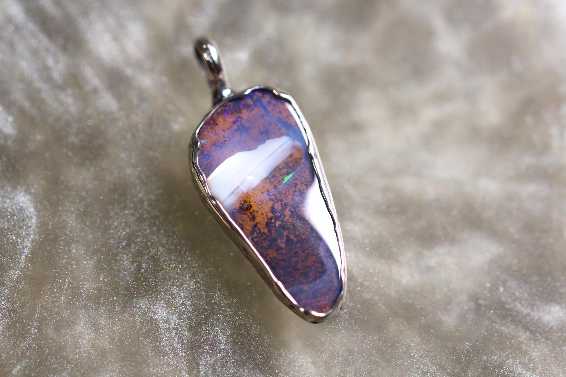 Boulder Opal and Sterling Silver Pendant