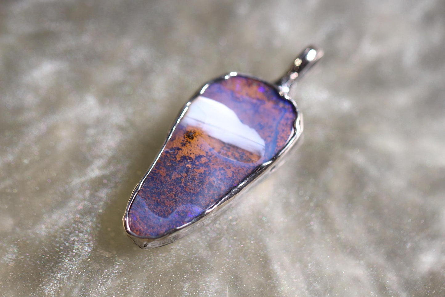 Boulder Opal and Sterling Silver Pendant
