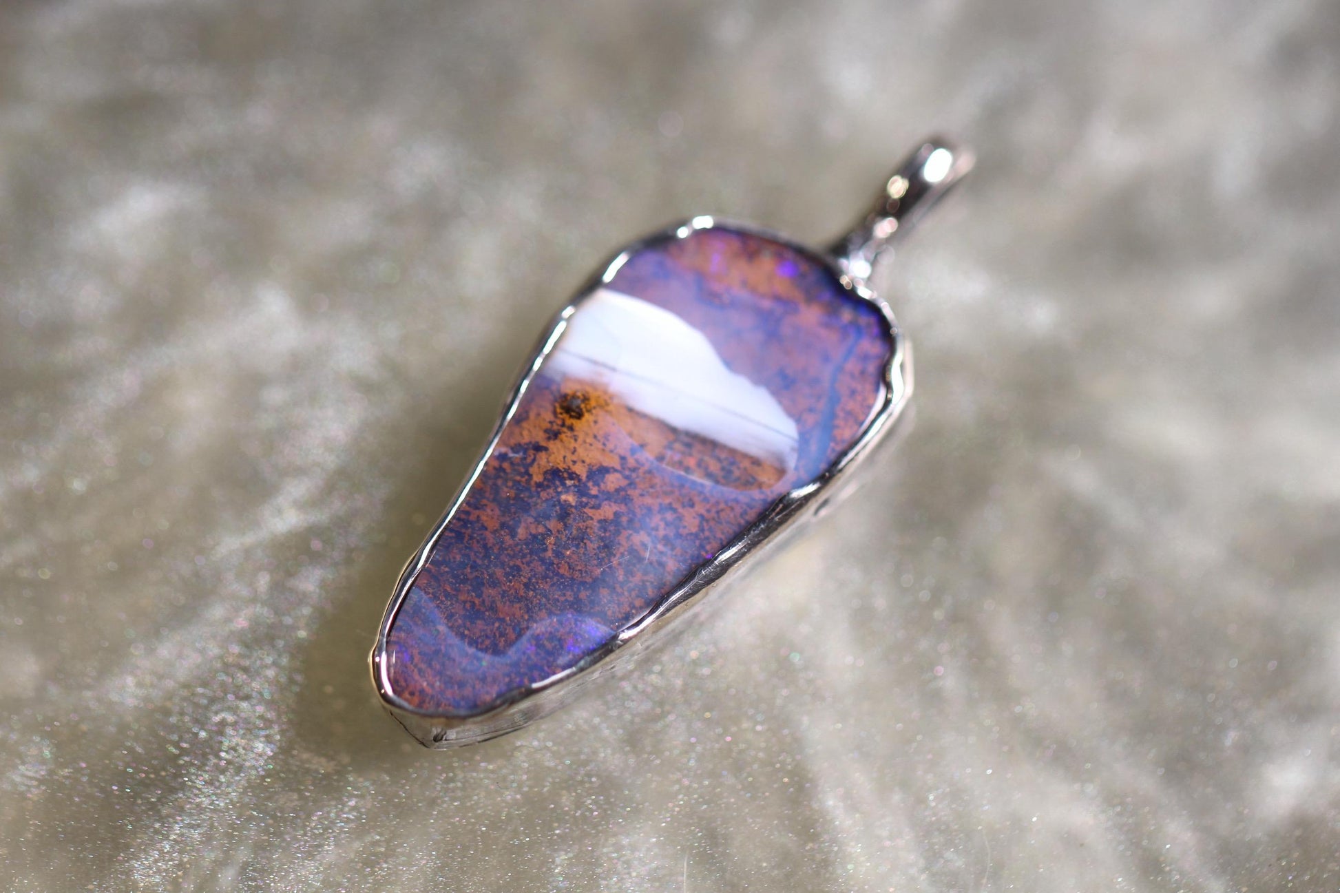Boulder Opal and Sterling Silver Pendant