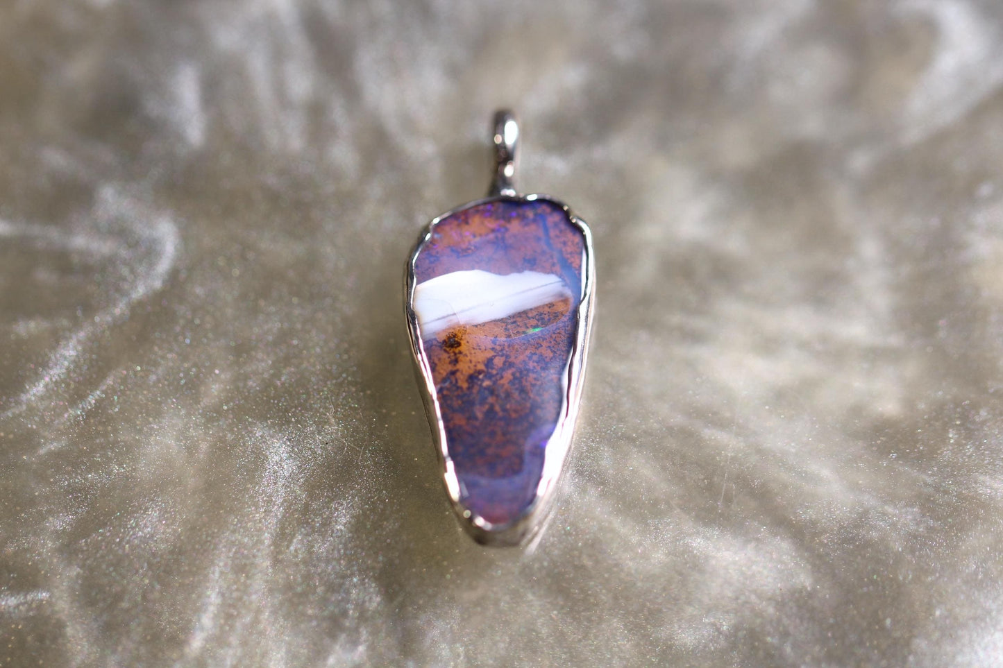 Boulder Opal and Sterling Silver Pendant