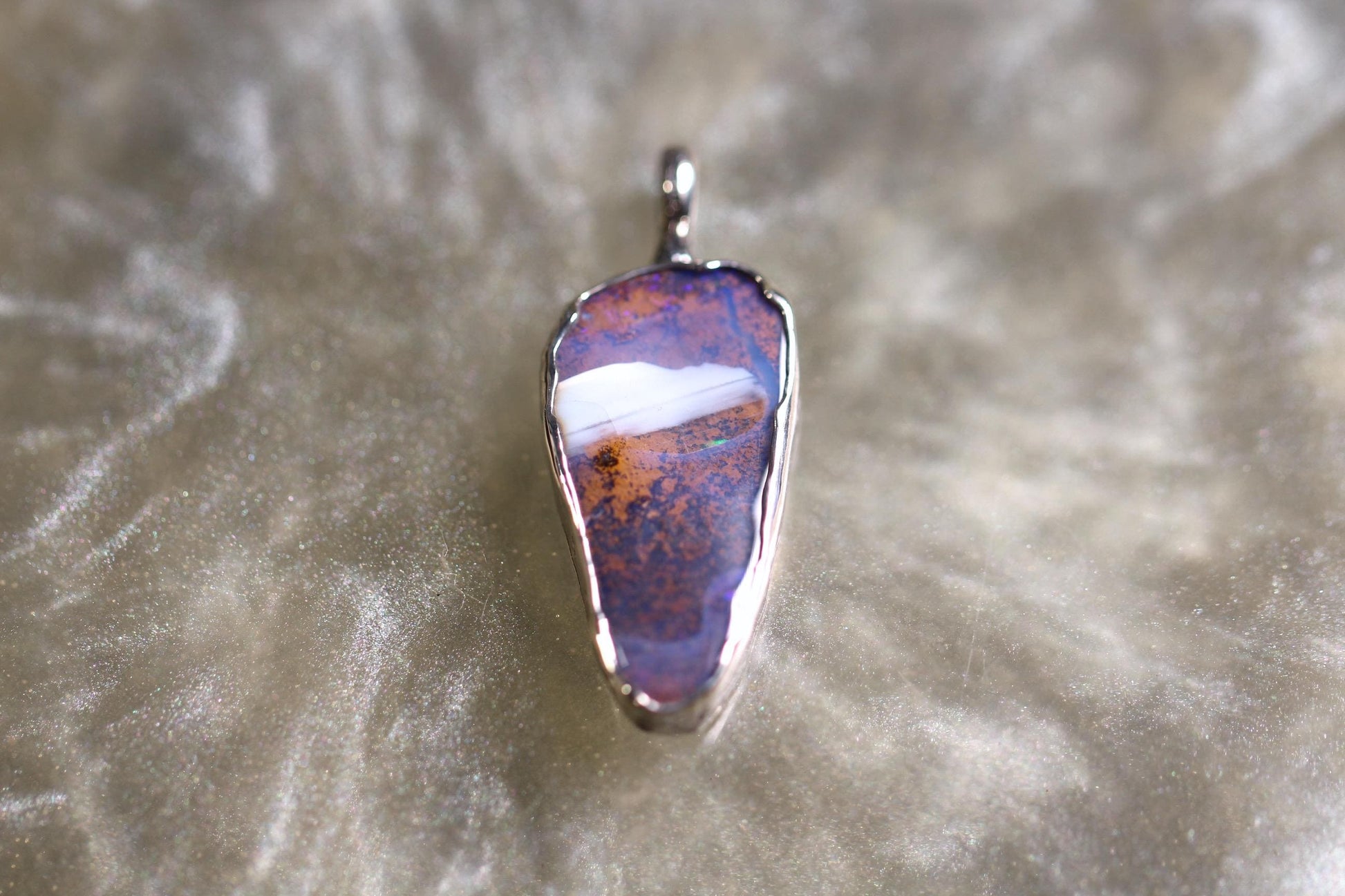 Boulder Opal and Sterling Silver Pendant