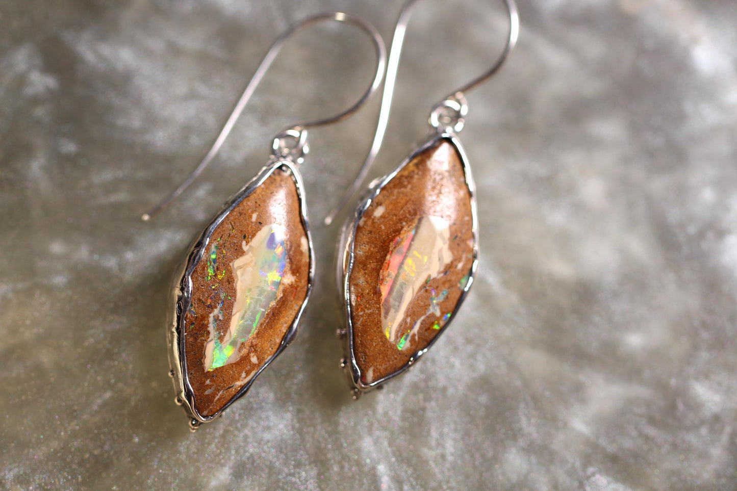 Pipe Opal and Sterling Silver Earrings