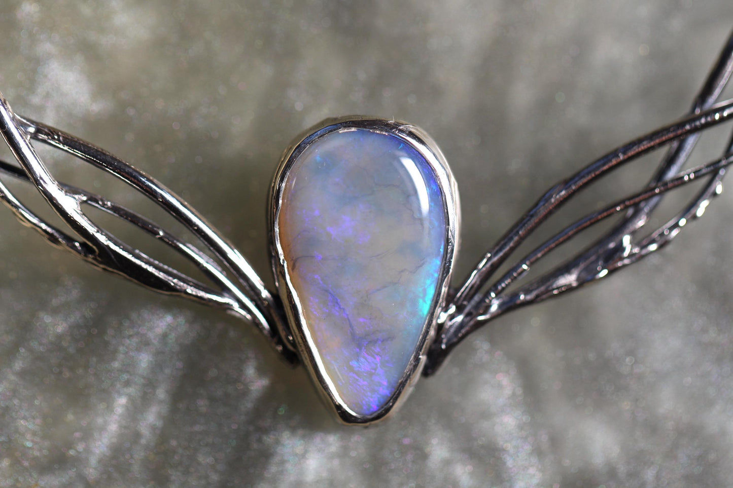 Lightning Ridge Opal and Sterling Silver Necklace