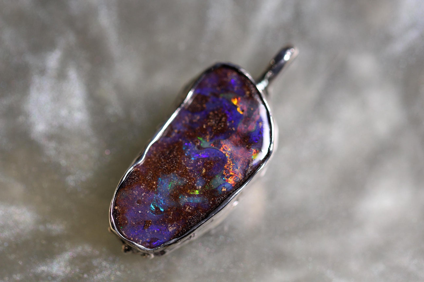 Boulder Opal and Sterling Silver Pendant