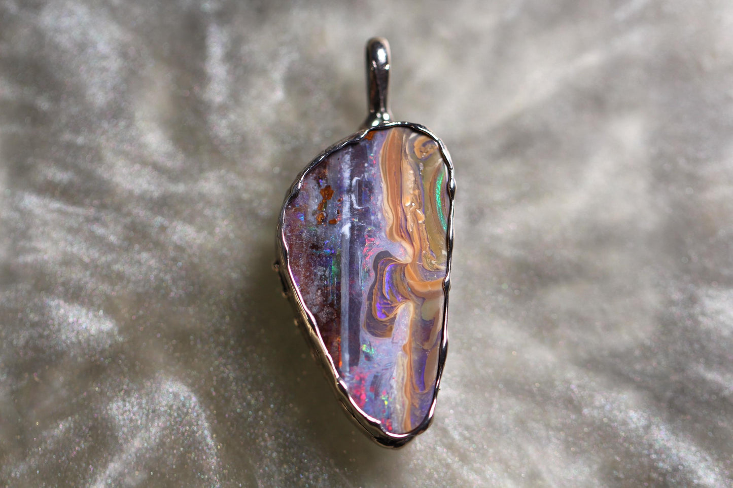 Boulder Opal and Sterling Silver Pendant