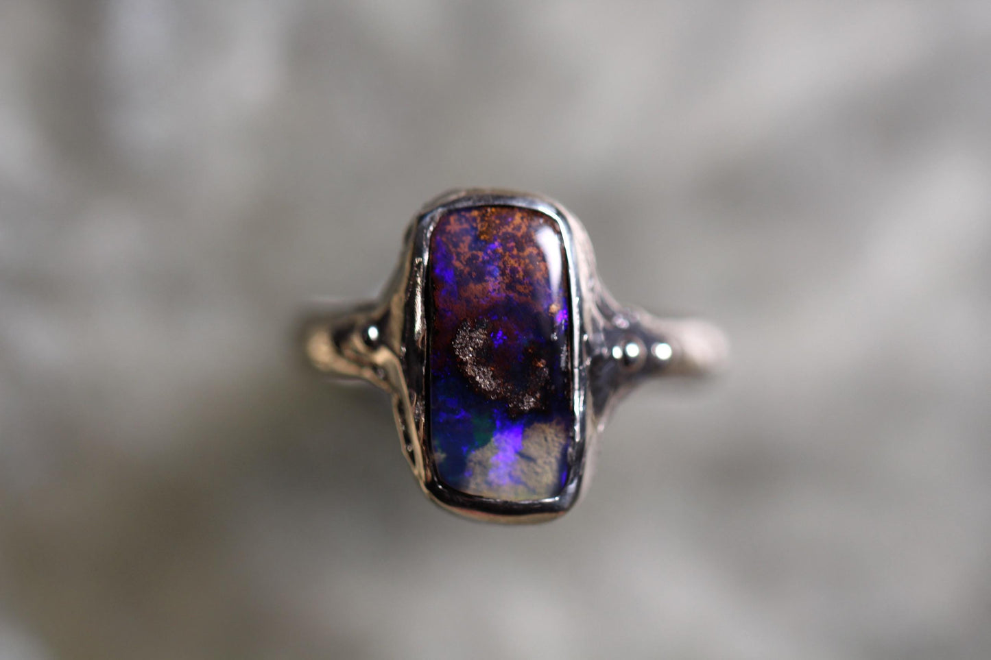 Boulder Opal and Sterling Silver Ring