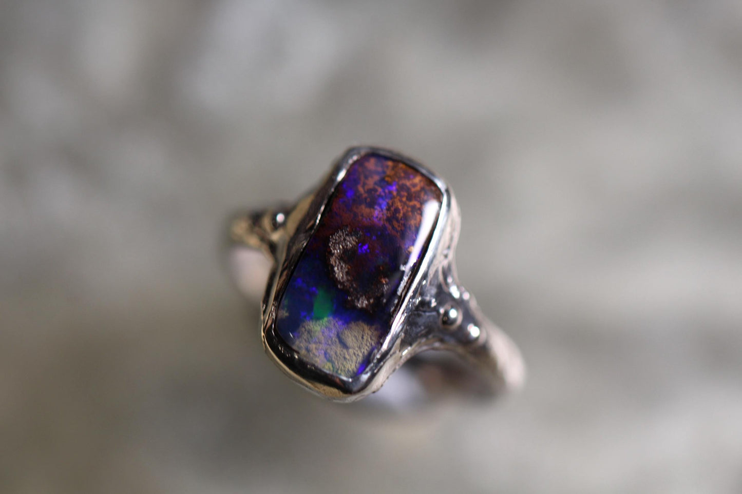 Boulder Opal and Sterling Silver Ring