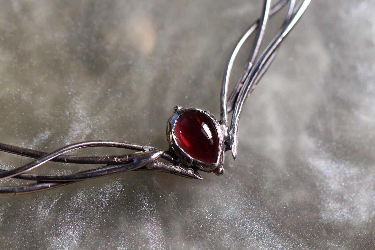 Garnet and Sterling Silver Necklace