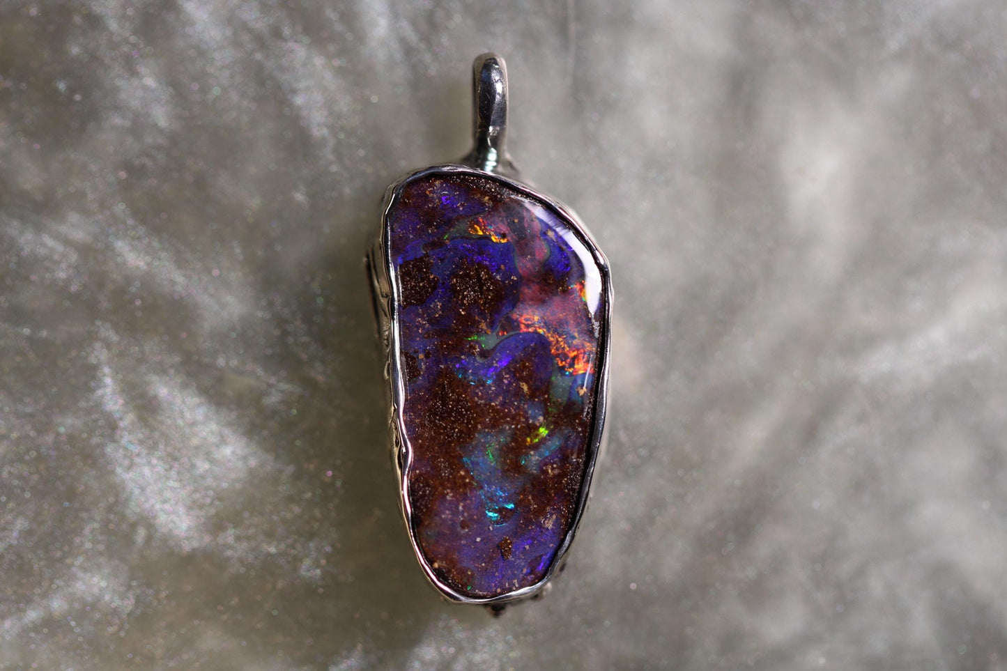Boulder Opal and Sterling Silver Pendant