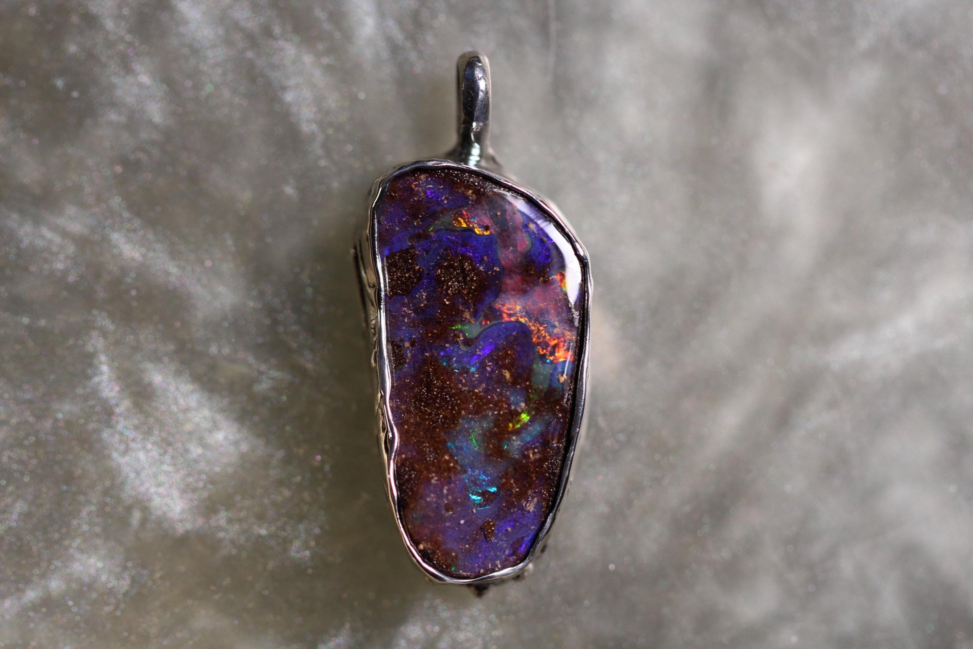 Boulder Opal and Sterling Silver Pendant