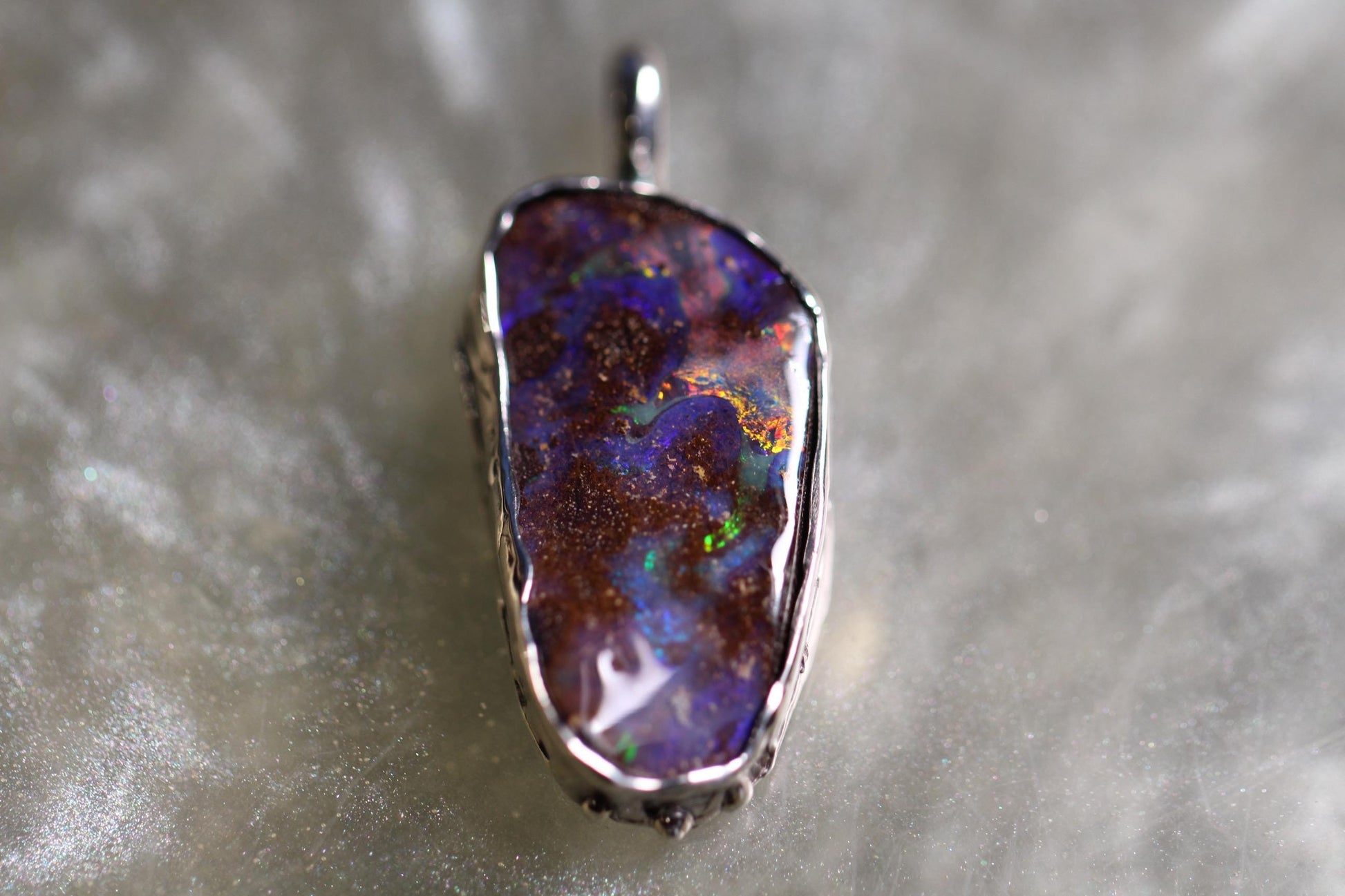 Boulder Opal and Sterling Silver Pendant