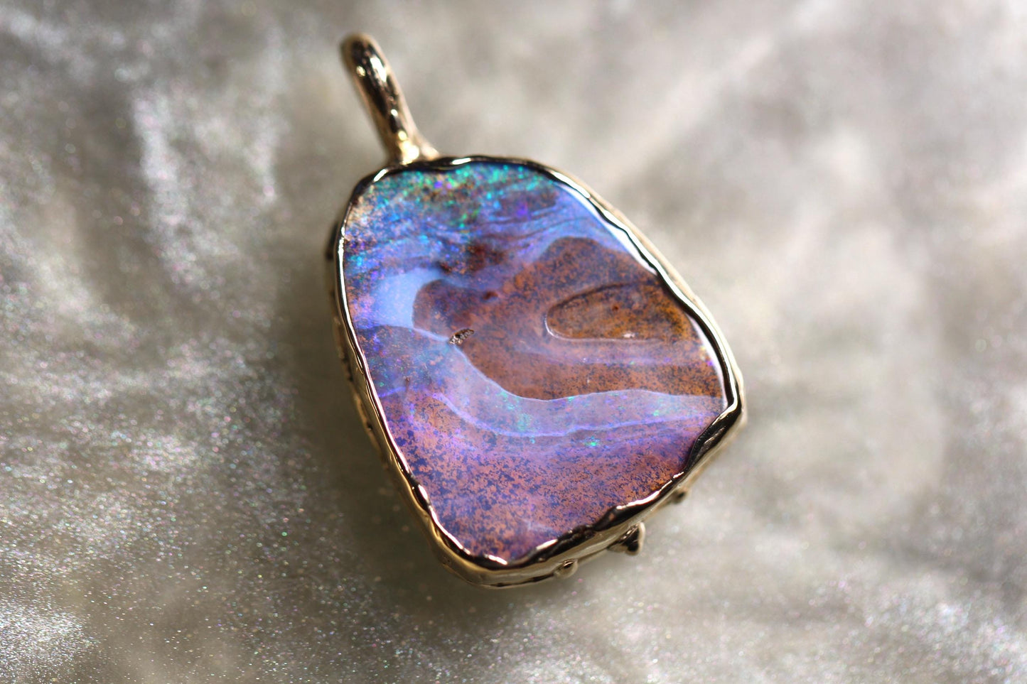 Boulder Opal and Solid 9ct Yellow Gold Pendant