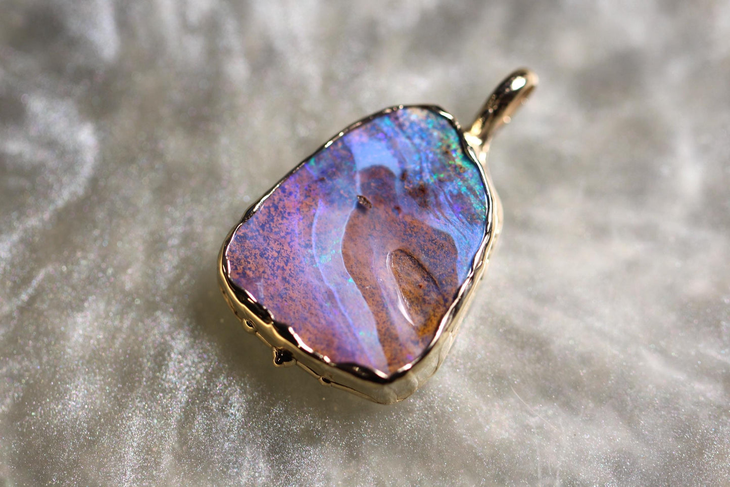 Boulder Opal and Solid 9ct Yellow Gold Pendant