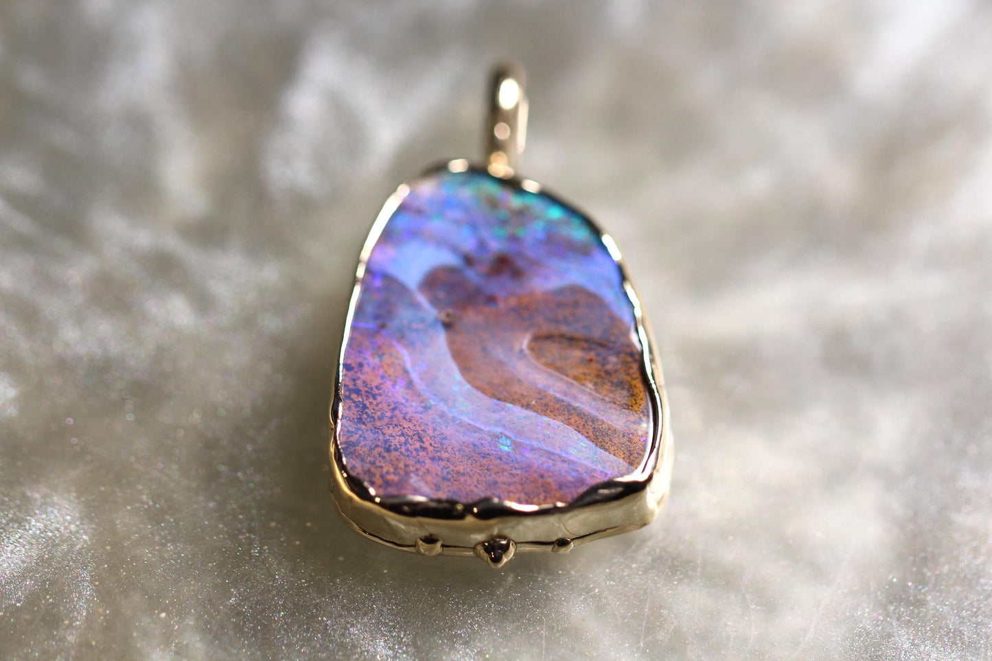 Boulder Opal and Solid 9ct Yellow Gold Pendant