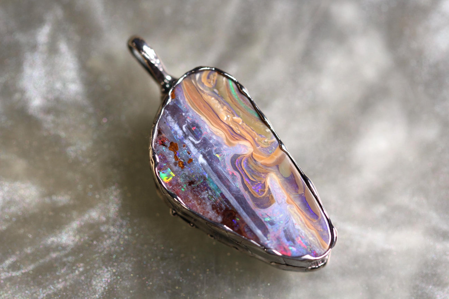 Boulder Opal and Sterling Silver Pendant