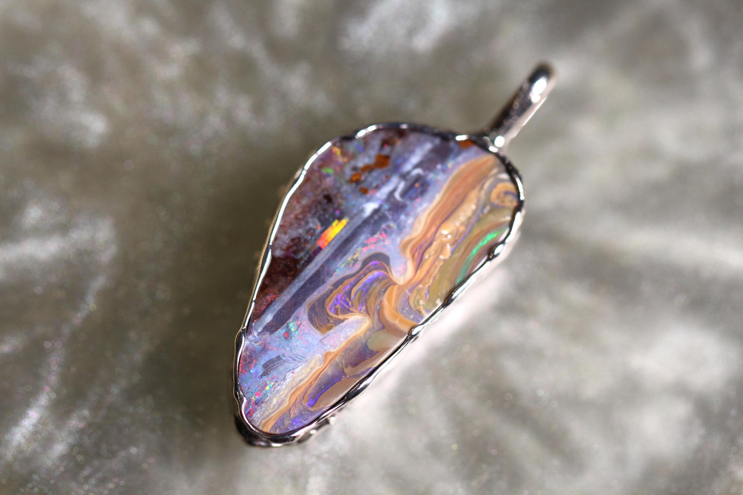 Boulder Opal and Sterling Silver Pendant