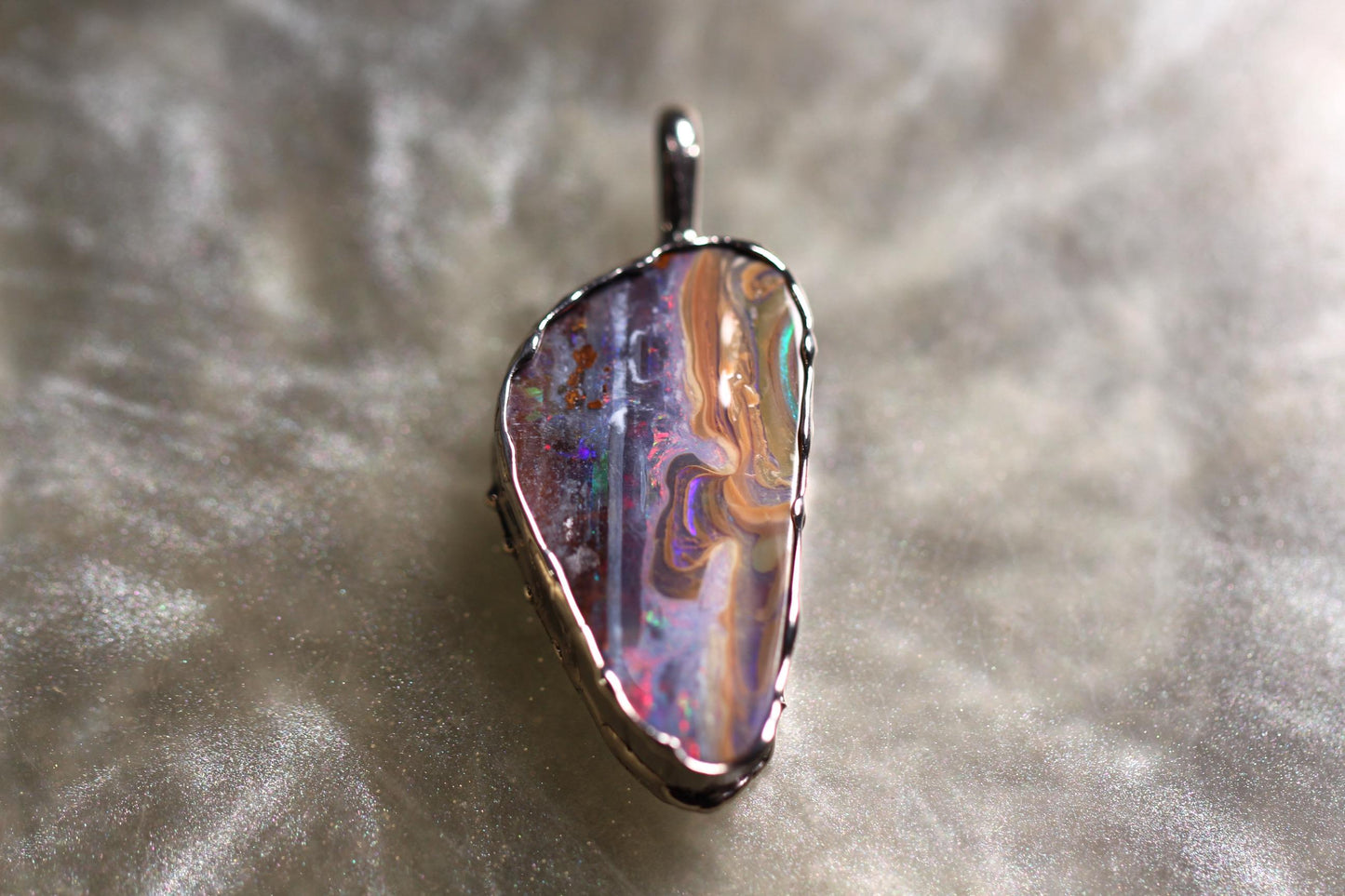 Boulder Opal and Sterling Silver Pendant