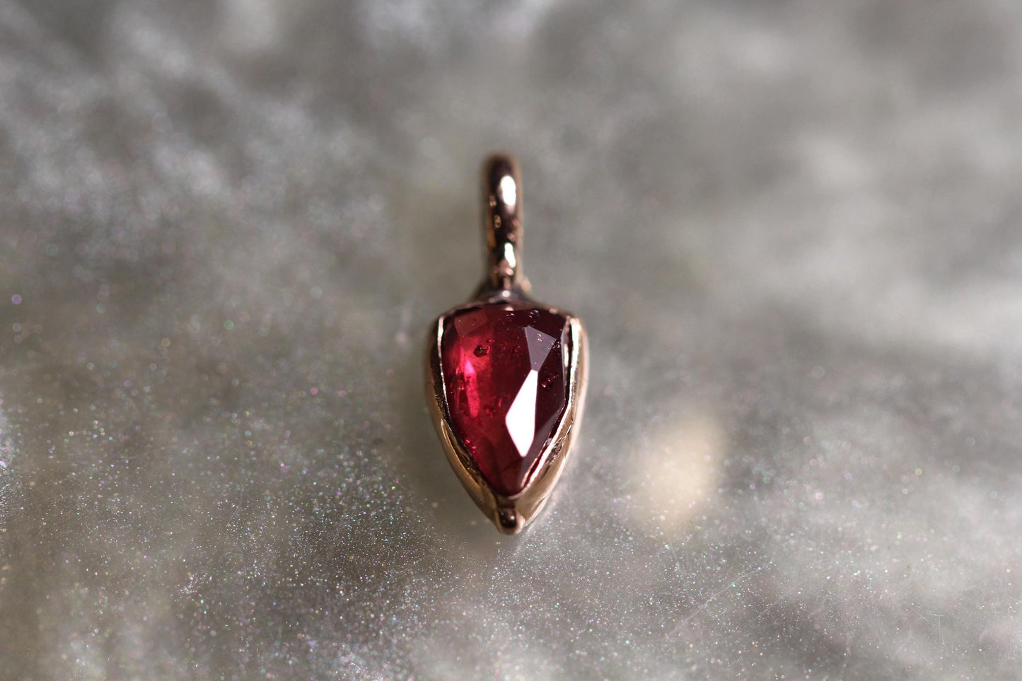 Rhodonite Garnet and Solid 9ct Rose Gold Pendant