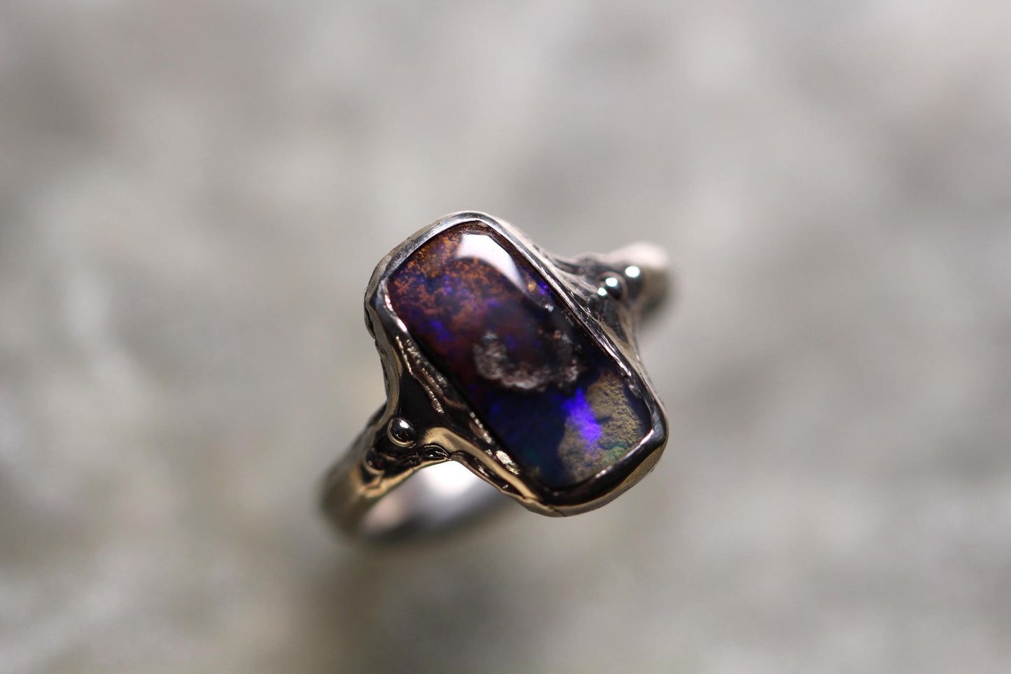 Boulder Opal and Sterling Silver Ring
