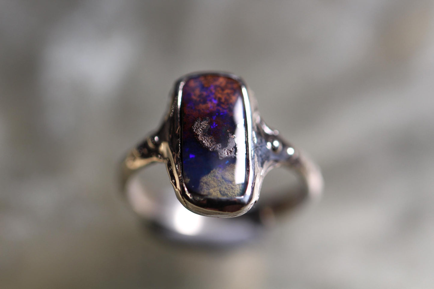 Boulder Opal and Sterling Silver Ring