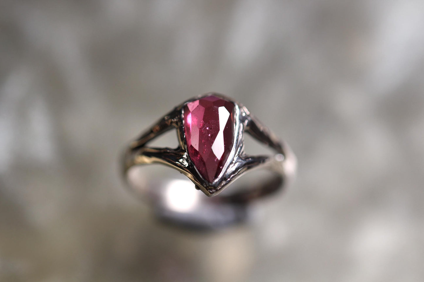Rhodonite Garnet and Sterling Silver Ring