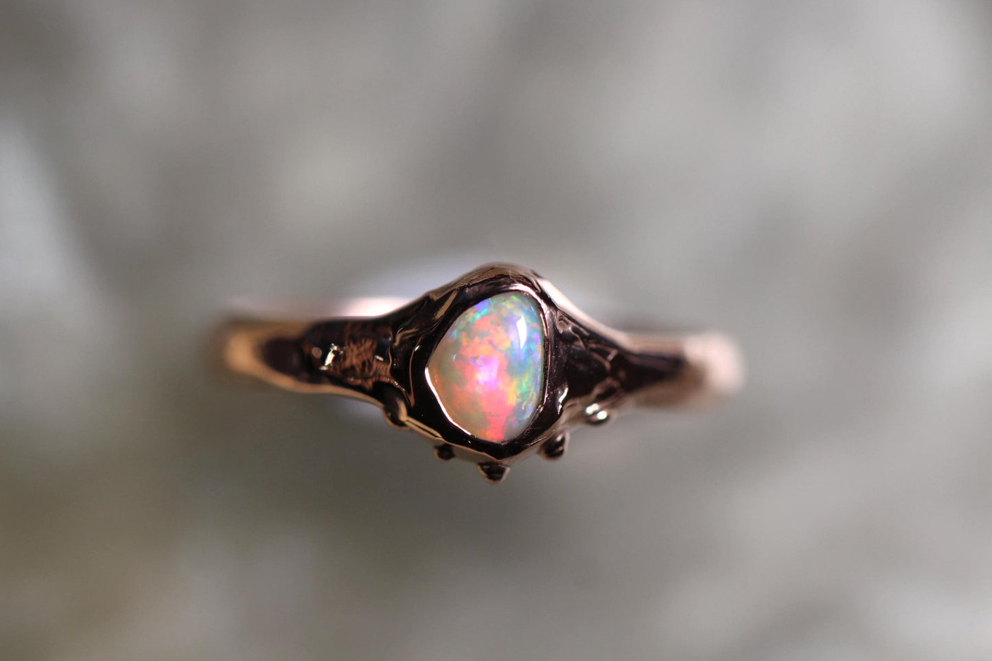 Lightning Ridge Opal and Solid 9ct Rose Gold Ring