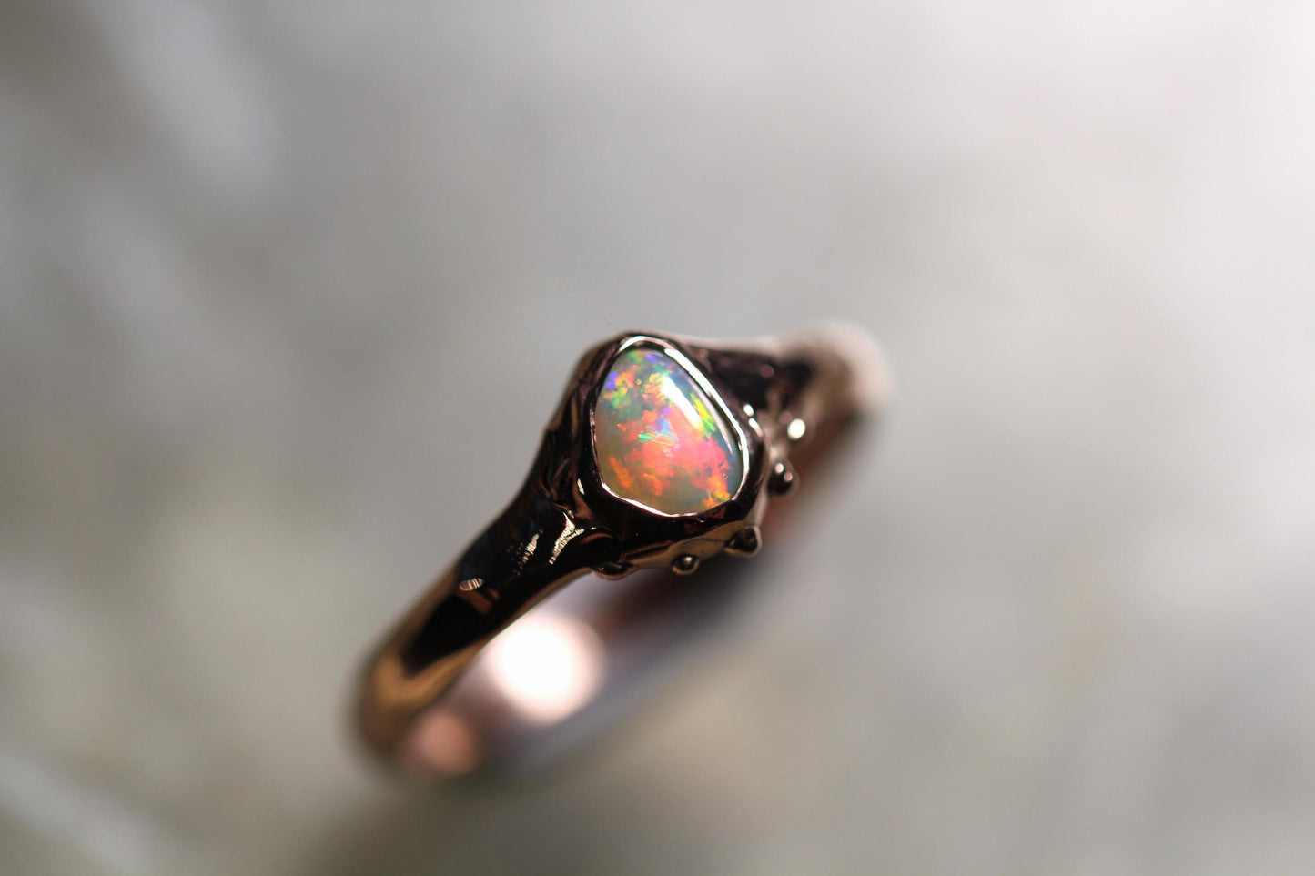 Lightning Ridge Opal and Solid 9ct Rose Gold Ring