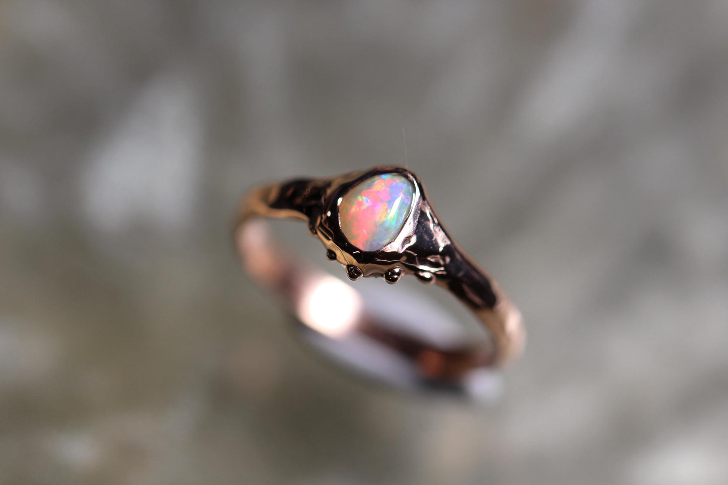 Lightning Ridge Opal and Solid 9ct Rose Gold Ring