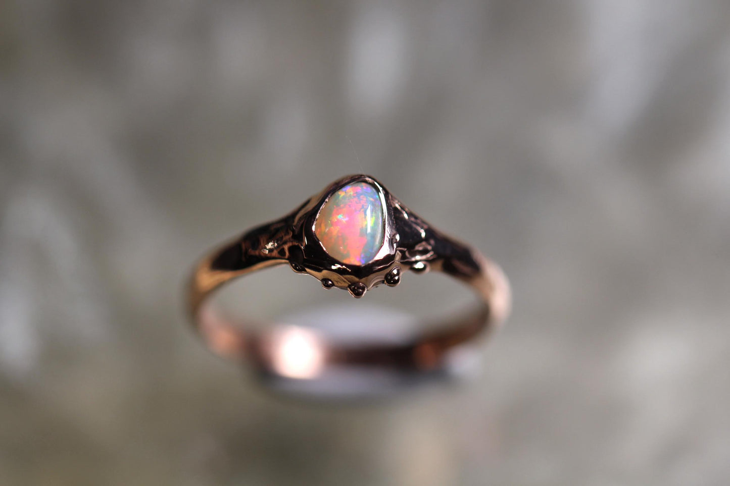 Lightning Ridge Opal and Solid 9ct Rose Gold Ring