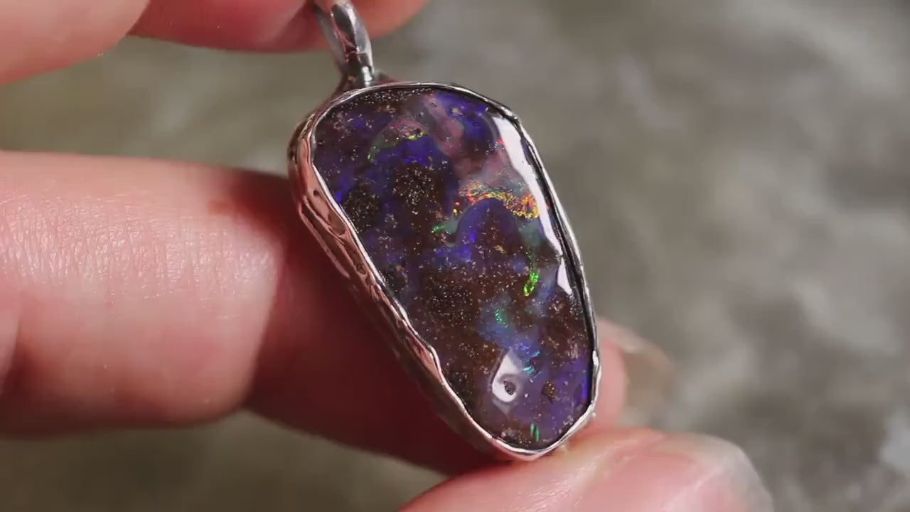 Boulder Opal and Sterling Silver Pendant