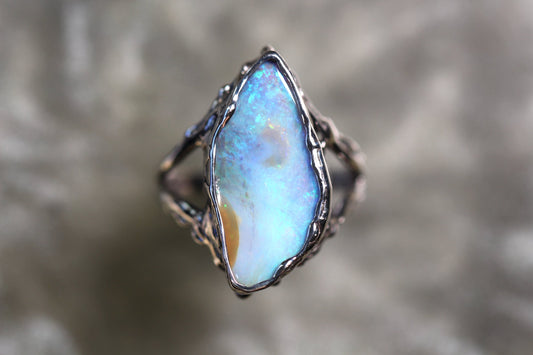 Boulder Opal and Sterling Silver Ring