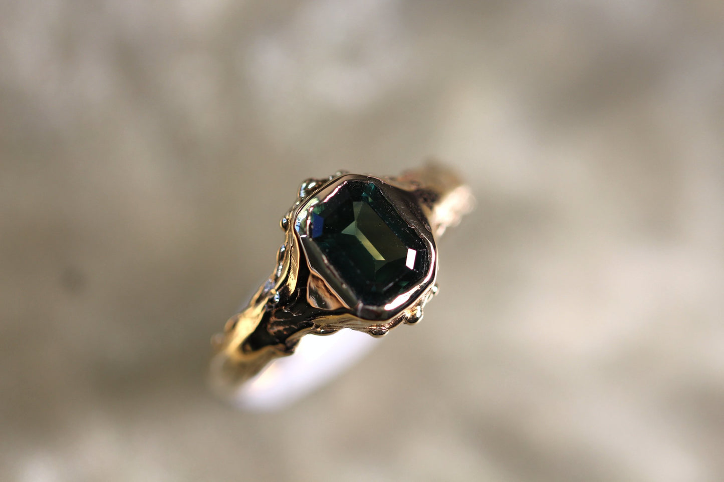 Australian Parti Sapphire and Solid 9ct Yellow Gold Ring