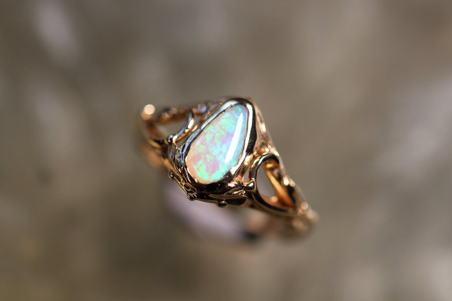Lightning Ridge Opal and Solid 9ct Yellow Gold Ring