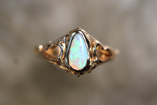 Lightning Ridge Opal and Solid 9ct Yellow Gold Ring