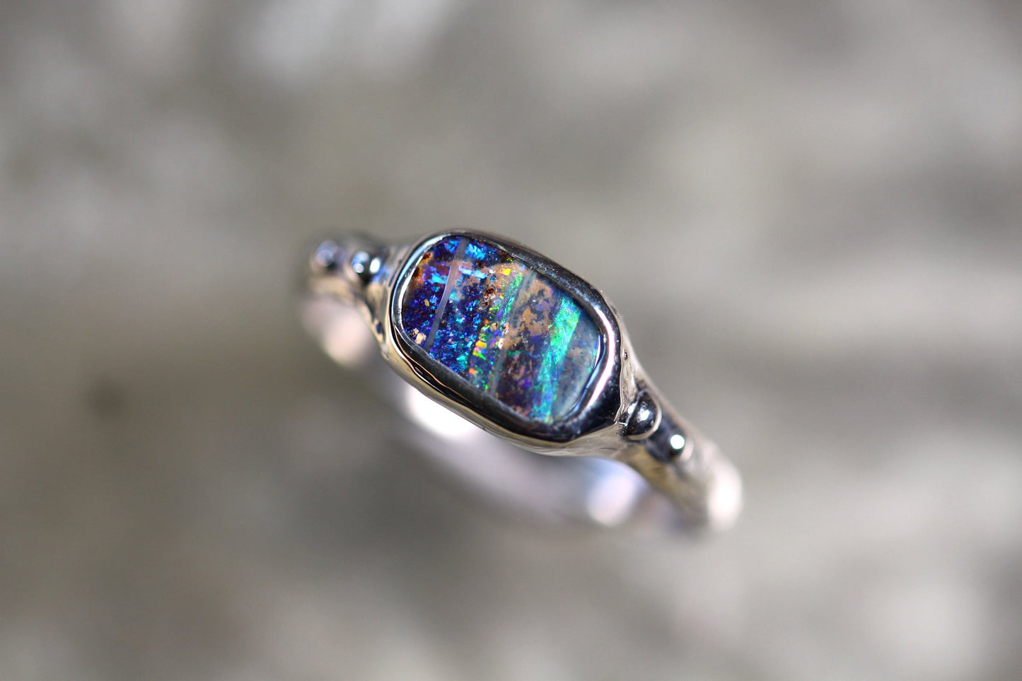 Boulder Opal and Sterling Silver Ring