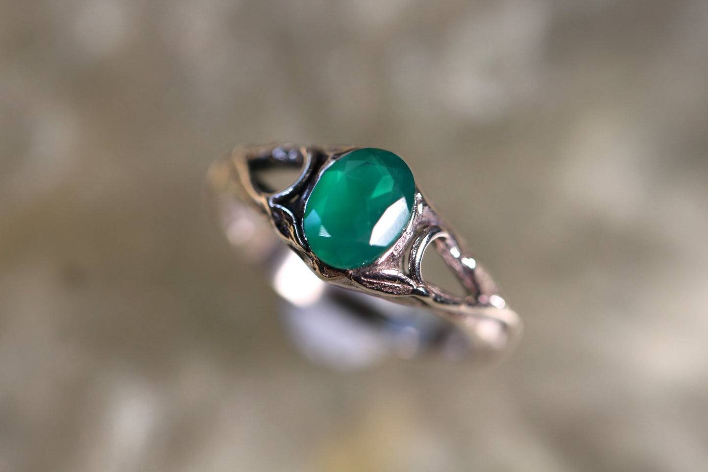 Custom Green Obsidian Ring