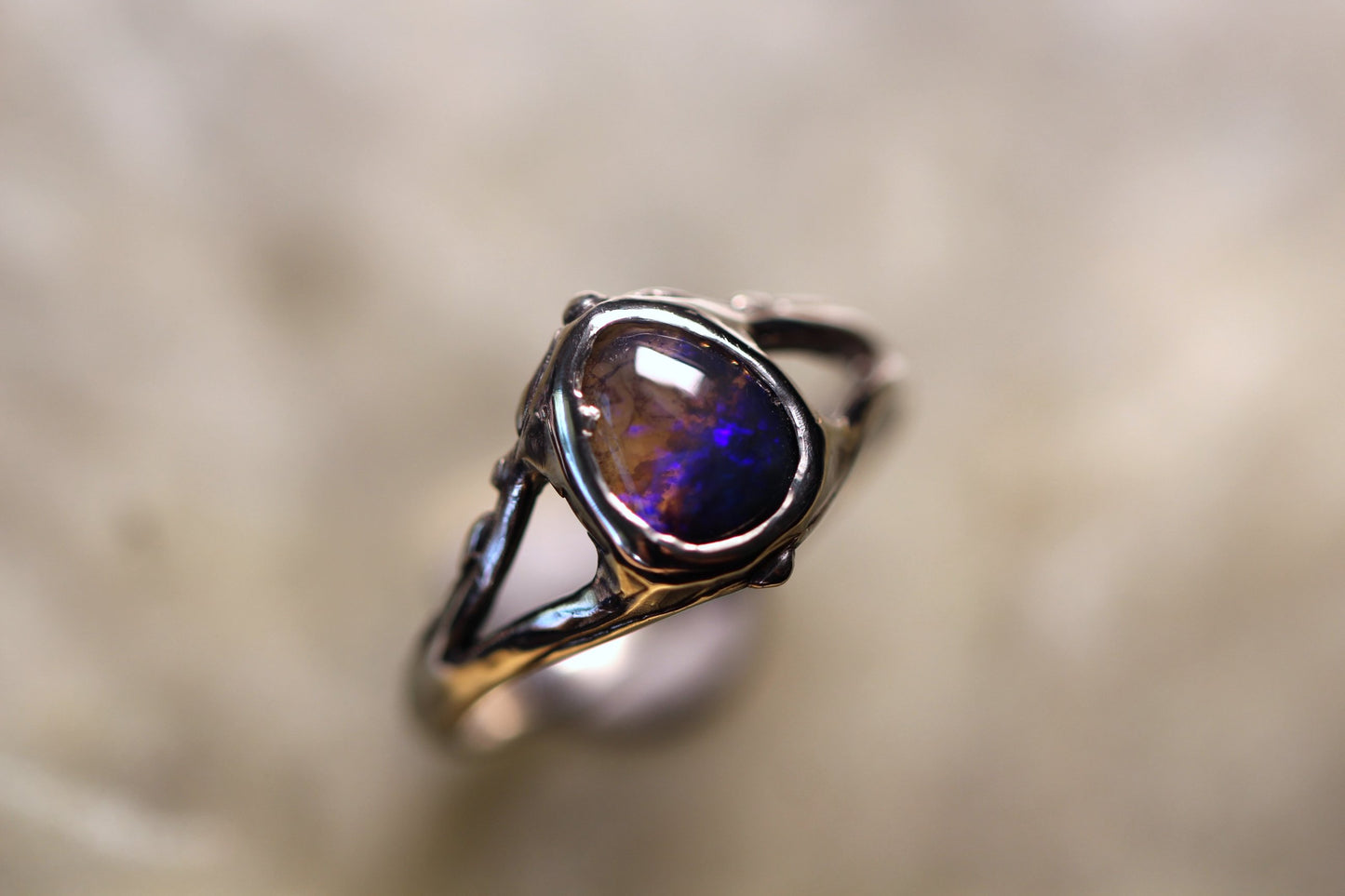 Lightning Ridge Opal and Sterling Silver Ring