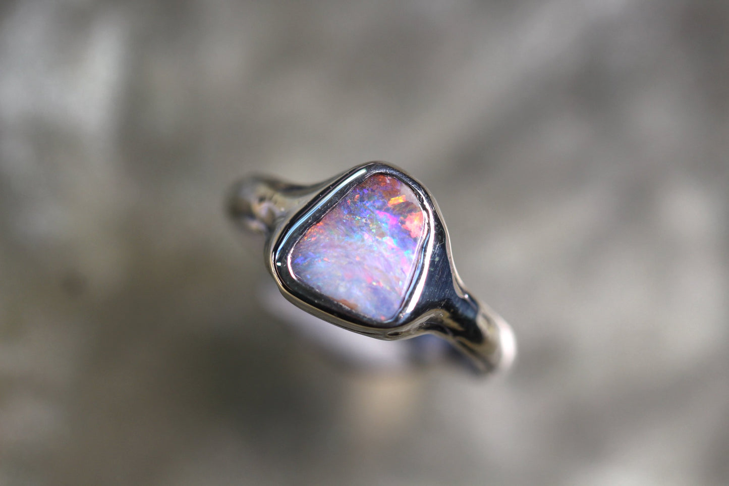 Boulder Opal and Sterling Silver Ring
